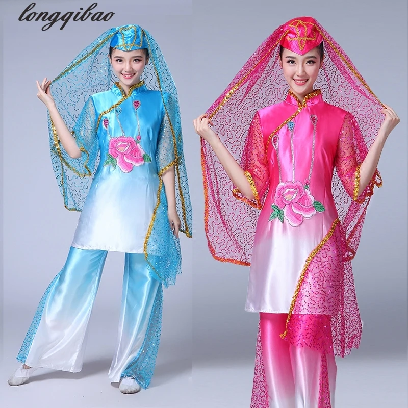 Новый Хуэй Танцы Производительность костюмы мусульманских костюмы этнических меньшинств производительность Yangko Танцы костюмы женские