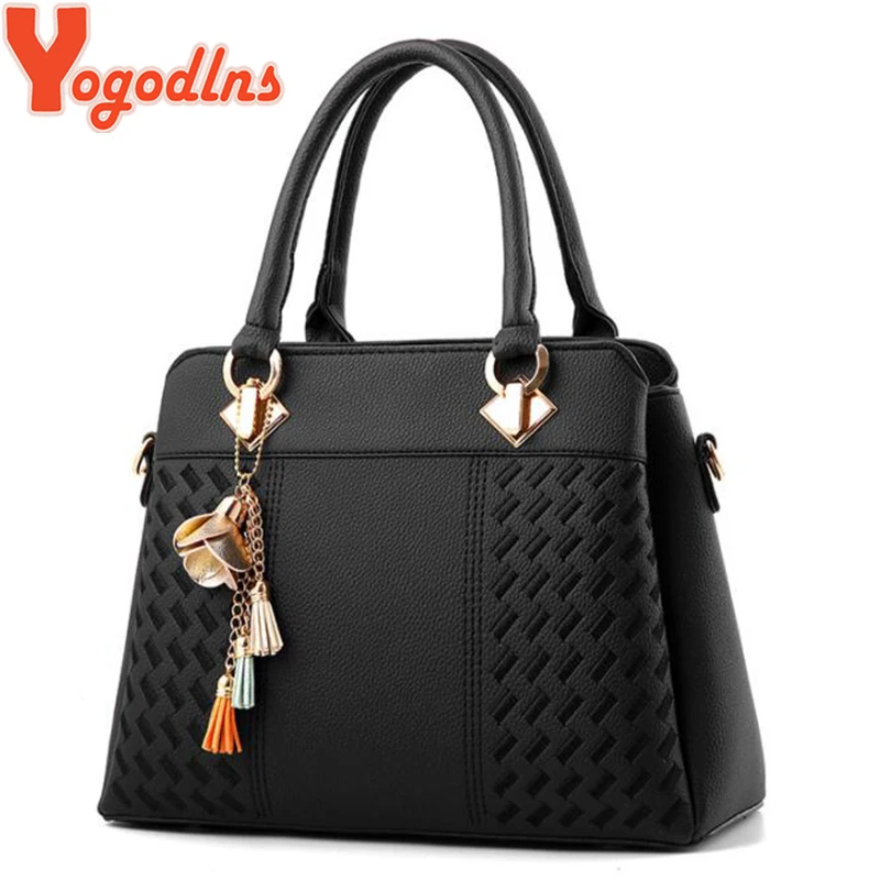 Yogodlns الأزياء حقائب اليد الشرابة بو الجلود حقيبة اليد أعلى-مقبض التطريز Crossbody حقيبة حقيبة كتف سيدة أسلوب بسيط