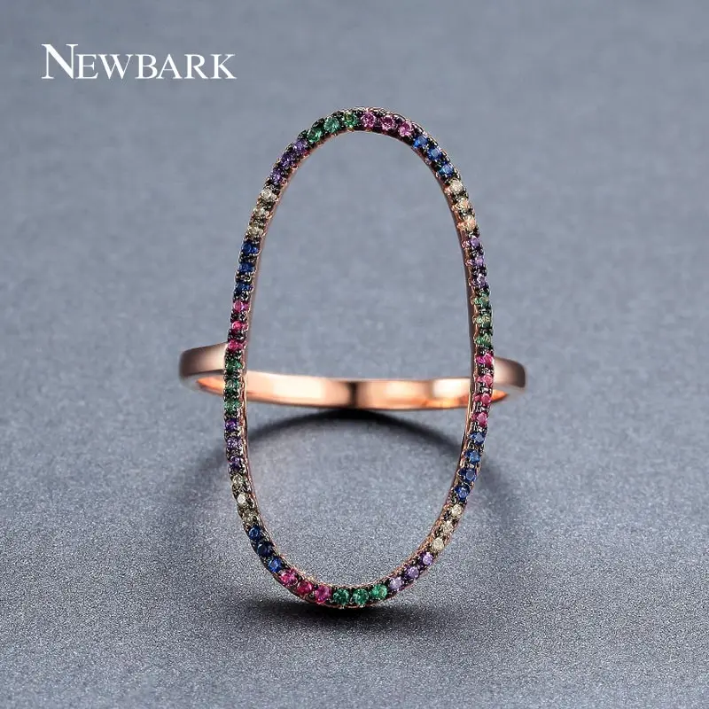 

NEWBARK Sparkling Hollow Oval-shaped Ring Pave Colorful Tiny Small Cubic Zirconia Rhinestone Rose Gold Color Simple Trendy Rings