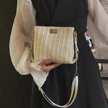 

Hot Selling Women Crossbody Bag Woven Simple Vintage Chic Chains Messenger Bag -B5
