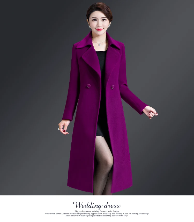 Middle Aged Women Winter Long Wool Coats And Jackets For Female 2018 Elegant Overcoats Wool Outwear Jacket Button Pocket AS071 (3)