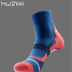 MWZHH 5 пар хлопковые спортивные носки для езды на велосипеде на улице Дышащие носки высокого качества мужские баскетбольные носки зимние