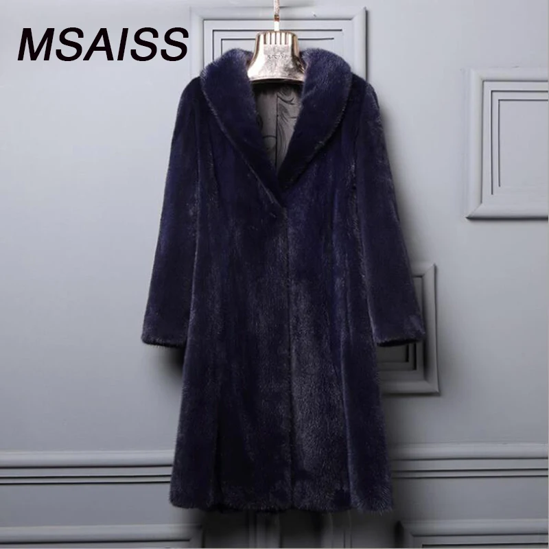 

MSAISS M-4XL Winter Women's Ecological Mink Jacket Long Style High Quality Women's Fur Coats