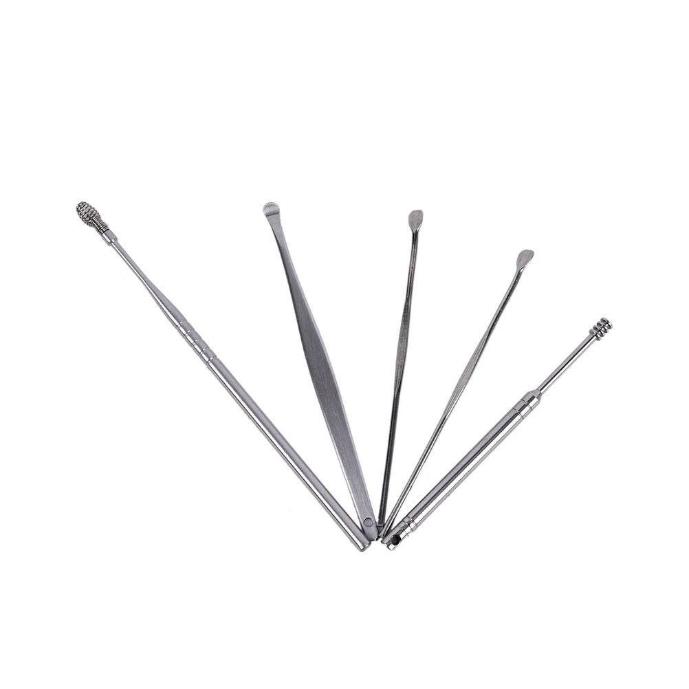 

1PCS 9Styles Stainless Steel Ear Pick Double-ended Earpick Ear Wax Curette Remover Ear Cleaner Spoon Spiral Ear Clean Tool Swabs