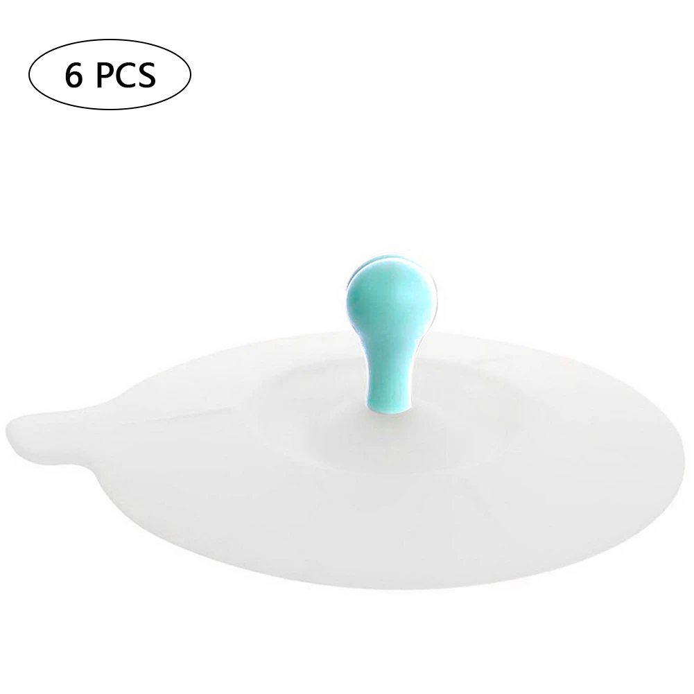 6pcs Lovely Anti-dust Silicone Clip Spoon Ceramic Cup Cover For Home Lid Cover Leakproof Coffee Lid Airtight Sealed Cup Cover