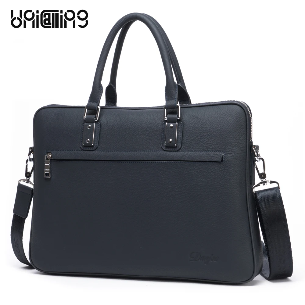 

UniCalling brand quality new genuine cowhide leather man bag stylish messenger leather handbag briefcase leather business bag