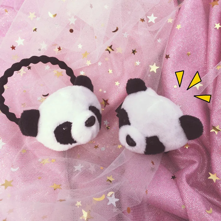 

1PC Lovely Newly Design Short Plush Panda Hairpins Children Elastic Hair Bands Girls Hair Clips Headwear Baby Hair Accessories