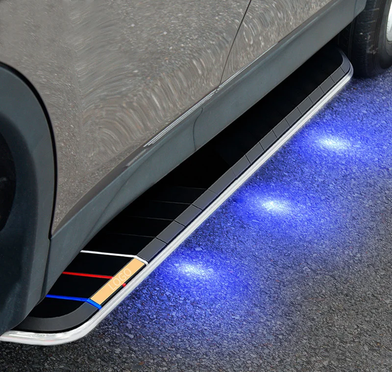 

New arrival side step running board side bar for Toyota RAV4 2013-2019,with blue light,high quality factory.thicken material