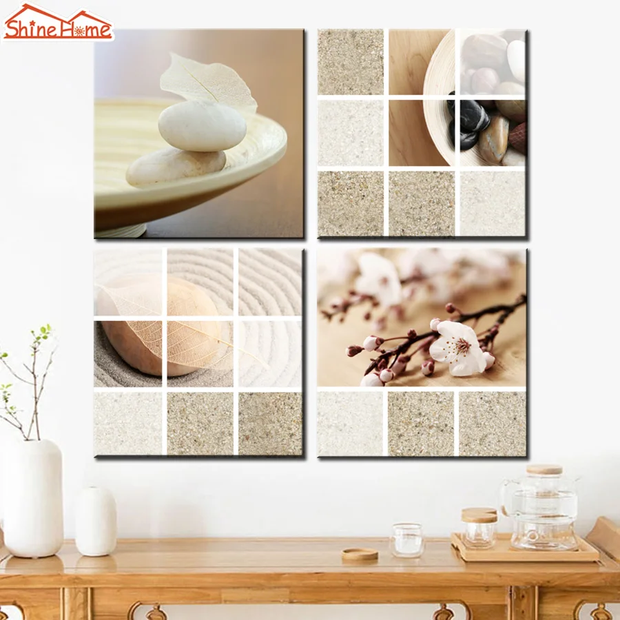 ShineHome 4 Штук картины модульные на стену Живописи Йога Spa Салон Ногтей Массаж Тела