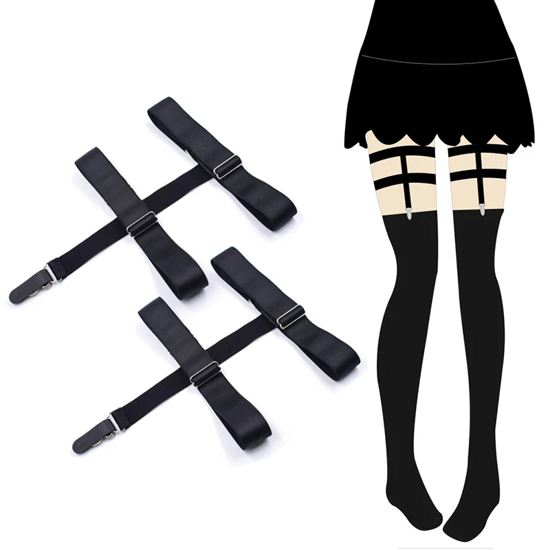 

New Women Black Gourd Buckle Non-slip Stockings Garters Stays Suspenders Female Leg Elastic Knee High Socks Holders Garter Belt