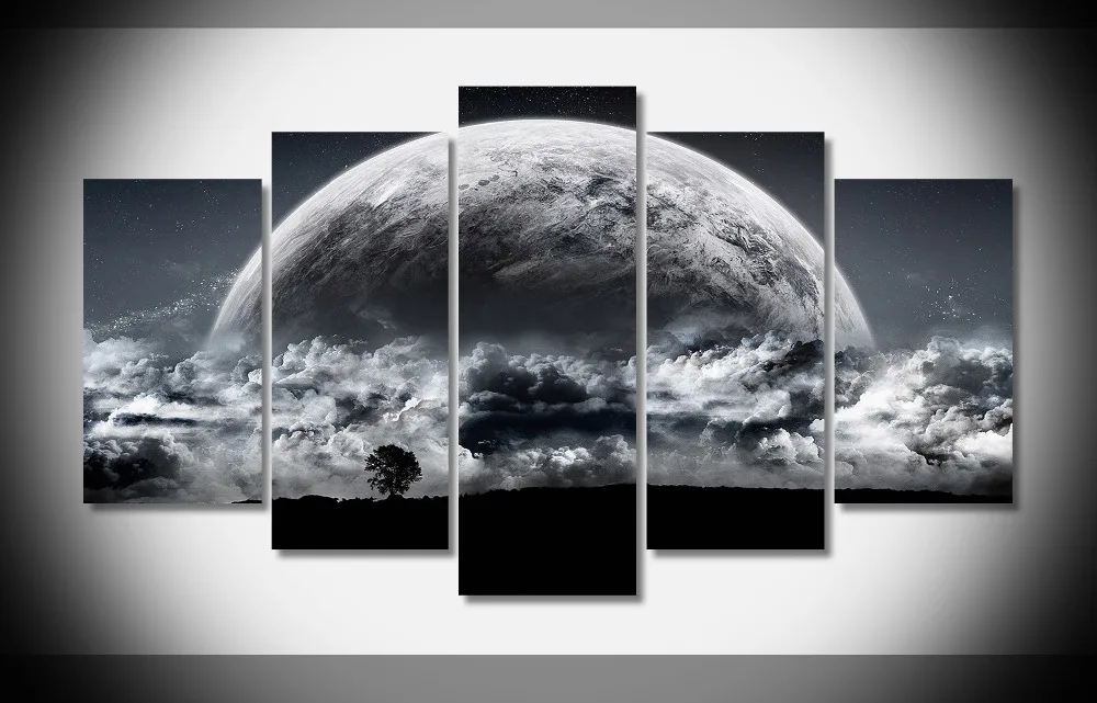 

7333 full moon moonlight tree clouds sky stars fantasy Poster wood Framed Gallery wrap art print home wall decor Gift wall