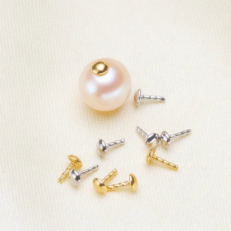 

DIY Bead Caps S925 Sterling Silver Pearl Round bottom T needle Components/Jewelry Findings/pendant ring sealing T needle