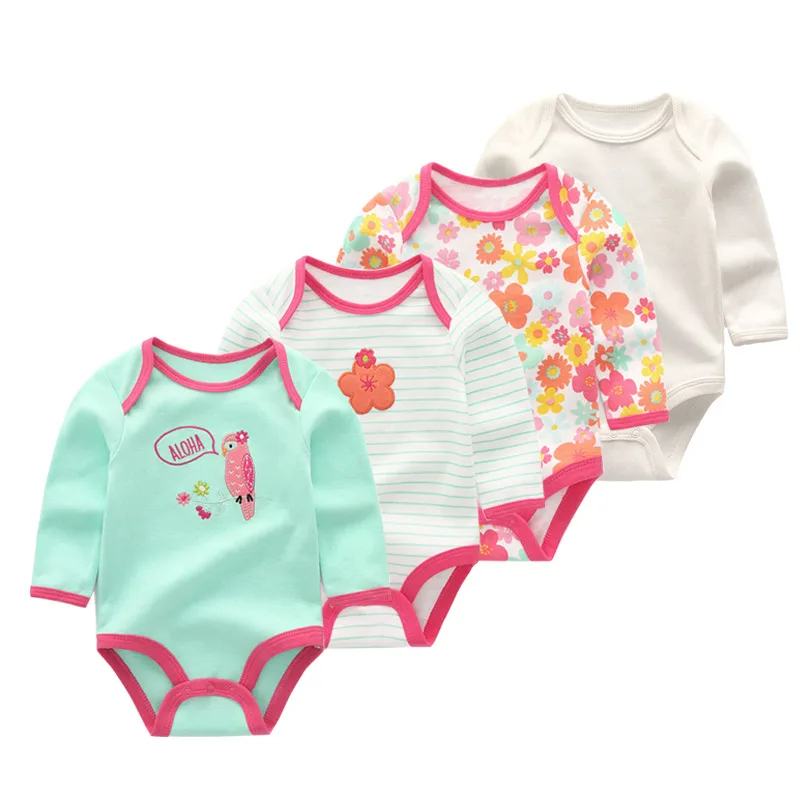 4 шт./партия боди для новорожденных; одежда с длинными рукавами для маленьких мальчиков и девочек; комбинезон для маленьких девочек - Цвет: BDL4035