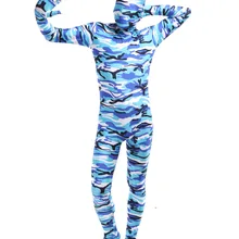 Неф мужские полный Средства ухода за кожей капюшон Zentai костюм лайкра спандекс Корректирующие боди для женщин камуфляжная плотный костюм молния Commando костюмы