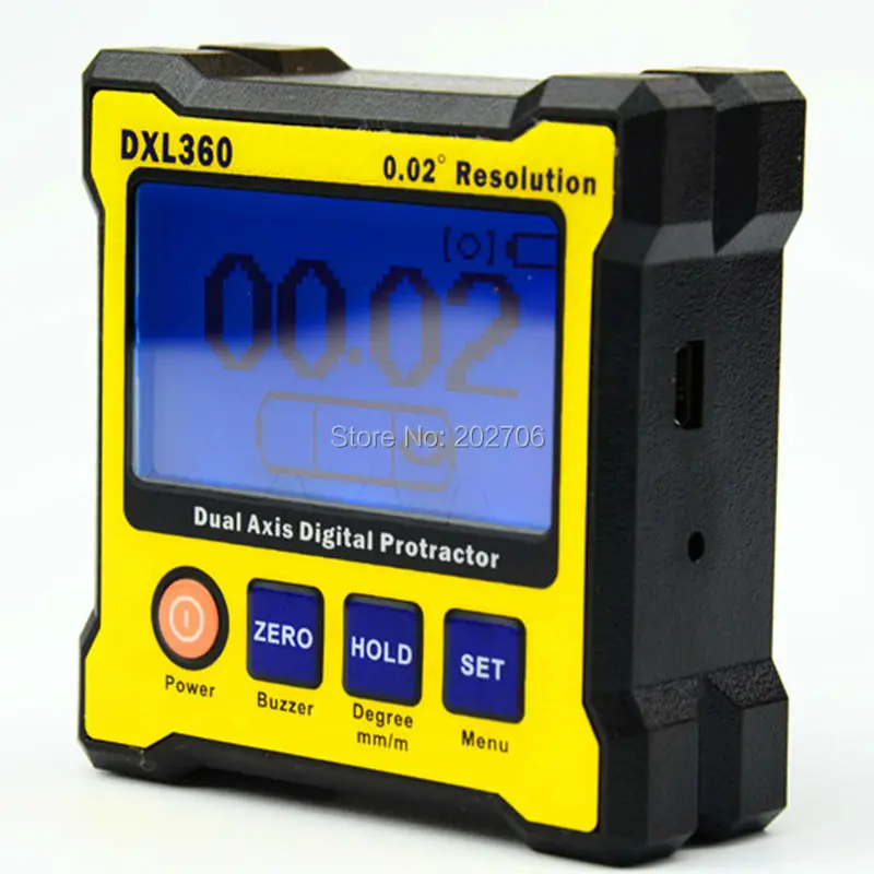 Digital Protractor Inclinometer DXL360 Dual Axis Level measure box Angle ruler Elevation meter
