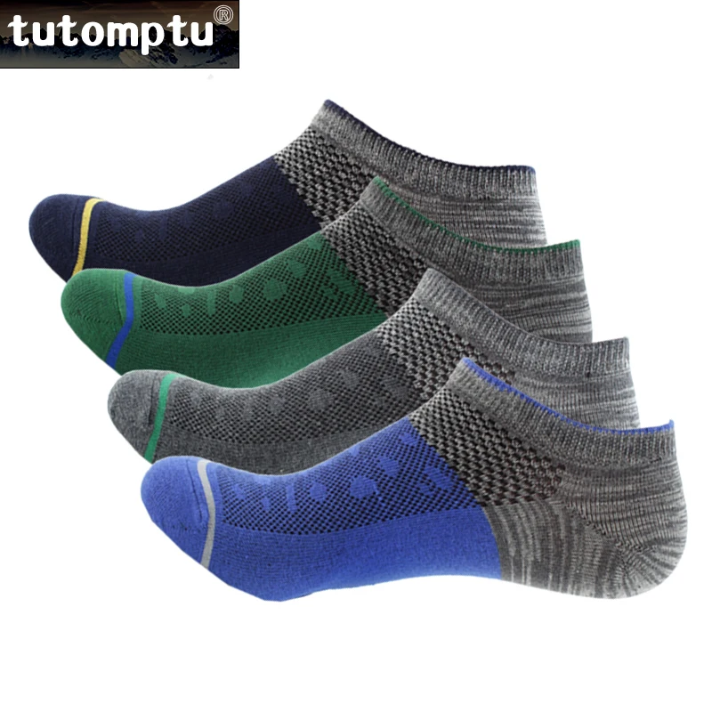 

Tutomptu 4 Pairs Men's Sock Slippers Breathable Running Hiking Boat Socks Outdoor Sport Socks