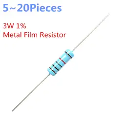5 ~ 20 шт./лот 3 W 22ohm 1% радиальные DIP Металлические пленочные осевые резисторы 22 ohm R 3 W
