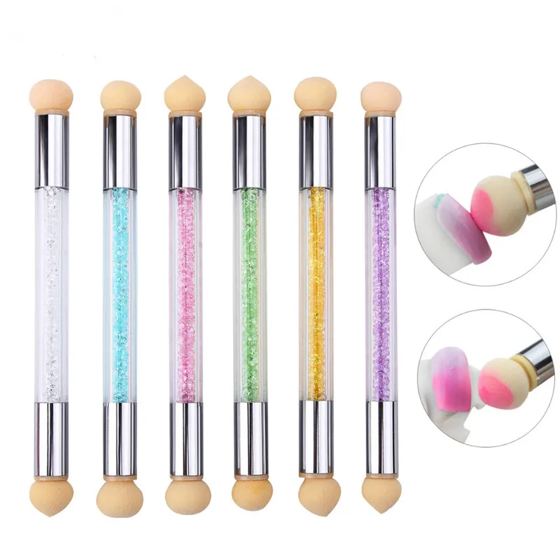 Sponge Heads Brush Sharp Round Replaceable Powder Brush Shade Gradient Pen Nail Art Tool UV Gel Polish New Design for Manicure