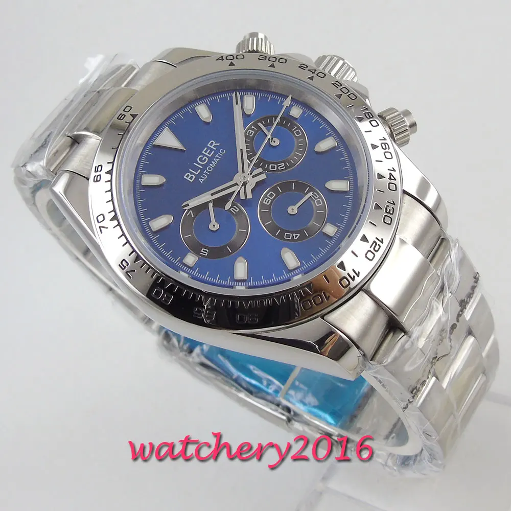 

BLIGER Casual 39mm Watches for Men Blue Dial Top Brand Luxury Military Steel Wrist Watch Man Clock Fashion Automatic Wristwatch