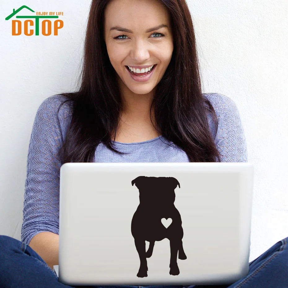 

DCTOP Funny Pitbull Heart Vinyl Decals Wall Stickers Home Decor Waterproof Laptop Sticker Removable Wall Decoration