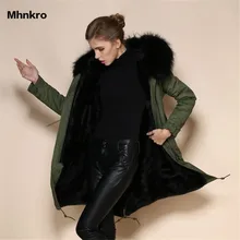 Сексуальное черное пальто с натуральным лисьим лайнером армейского зеленого цвета, высококачественное зимнее пальто-парка, китайская куртка с меховым капюшоном, поставщики