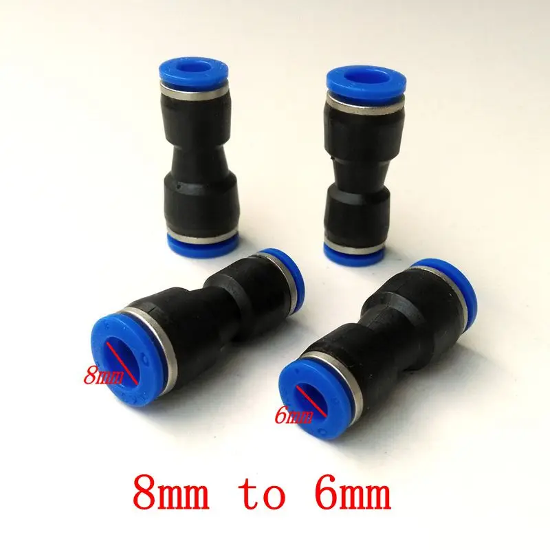 10pcs/lot Pneumatic Air Fitting Change Diameter Connector 8mm to 6mm