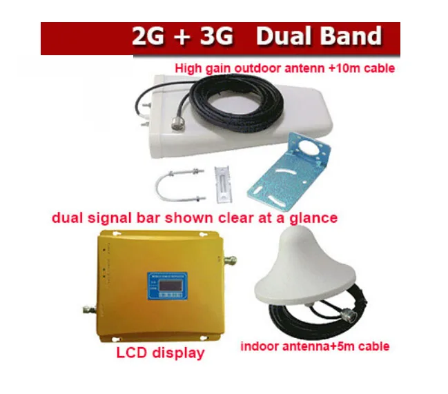 

3G gsm repeater GSM 2G 3G repeater dual band cell phone signal booster amplifier GSM900+WCDMA2100 full kits antenna