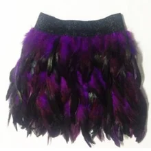 Женская мини-юбка с павлиньими перьями черного и фиолетового цвета для девочек, градиентная мини-юбка с эластичной резинкой на талии, костюм, юбки для девочек