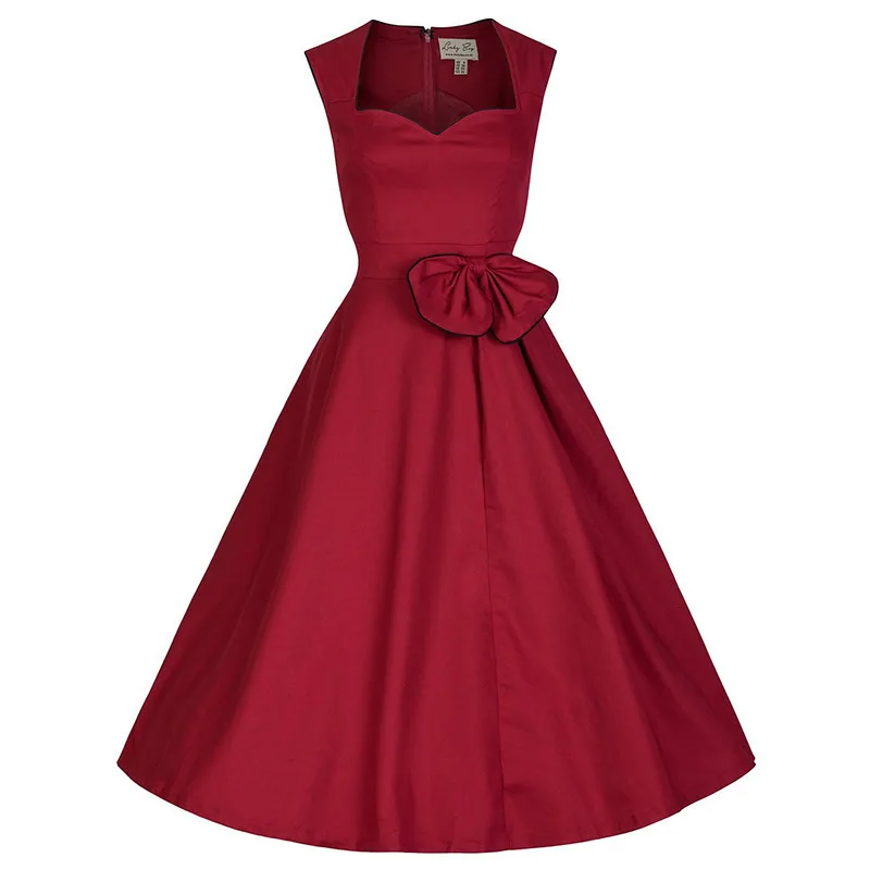 Wholesale Vintage Dresses 50s 60s Black Women Elegant Dress 2017 Rockabilly Summer Tropical Solid Sundress Vestido Party dresses Plus Size Buy Cheap Vintage Dresses 50s 60s Black Women Elegant Dress 2017 Rockabilly Summer Tropical Solid Sundress Vestido Party dresses Plus Size