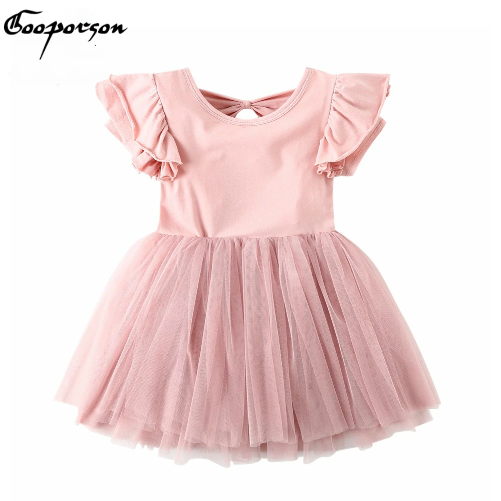 

Baby Girls Dress Solid Tutu Dress Pink Color Baby Birthday Party Dress Toddler's Cotton Clothes Drop Shipping