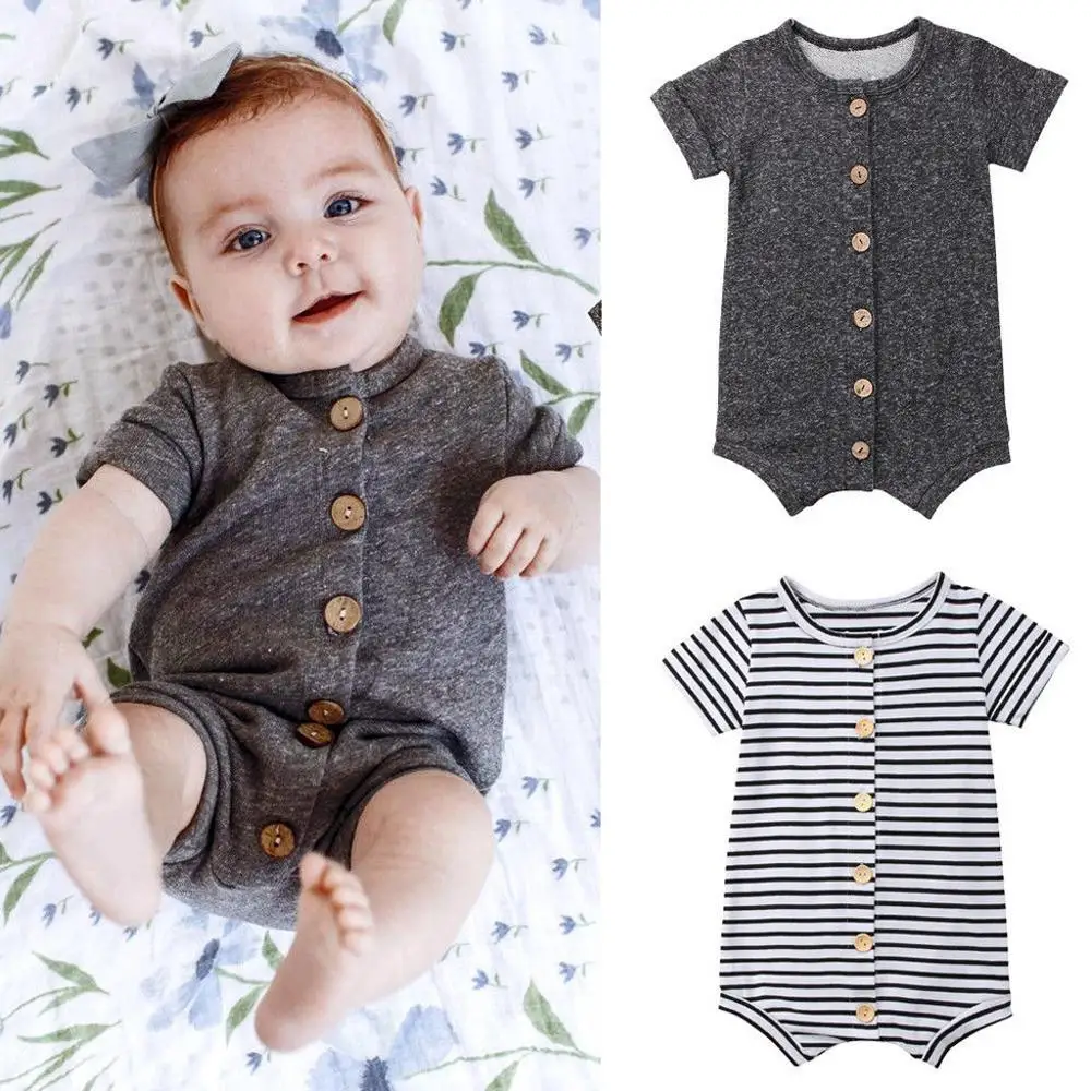 

Baby Romper Summer Newborn Infant Baby Girl Short Sleeve solid&Striped Romper Jumpsuit Outfits Age 0-24 Months Clothes
