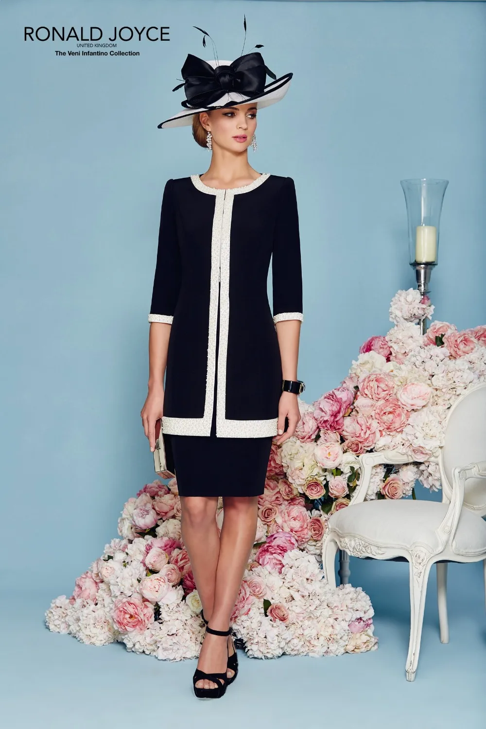 Buy Dark Navy Blue Satin With Jacket Knee Length