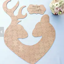 Пользовательский олень с вывеска, простая головоломка свадебный день книги для гостей альтернатива сердца деревянные гостевые книги прием вечерние сувениры