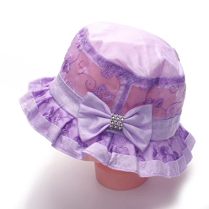 New Hats For Girls Lace Princess Bucket Hat Baby Girl Caps With Bow