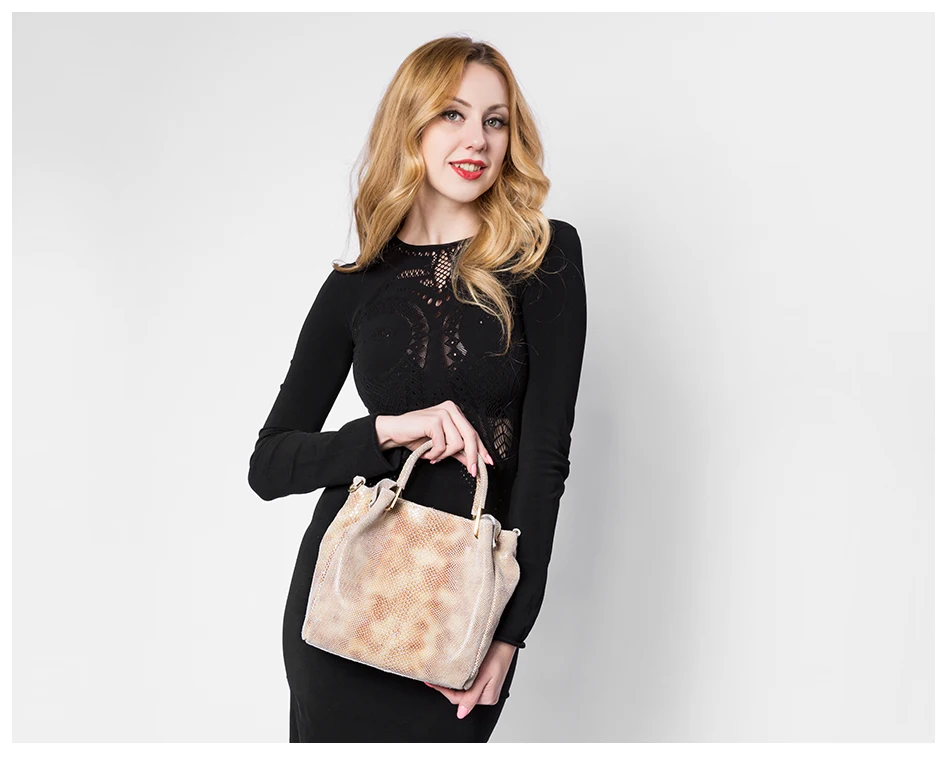 REALER Брендовая женская сумка из натуральной кожи Повседневная сумка на плечо Женская Золотая питоновый узор кожаная наплечная сумка-мессенджер сумки