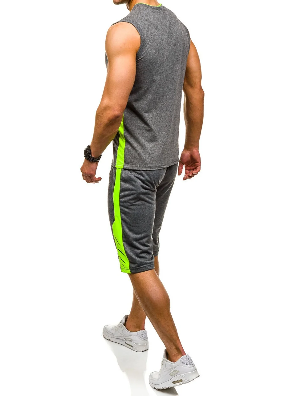 Zogaa 2019 бренд фитнес костюмы лето 2 шт. Топ короткий комплект Мужской Стенд Воротник спортивный костюм рукав-меньше футболка шорты для