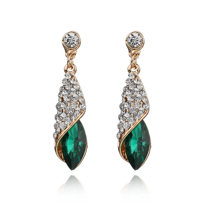 

Luxury Crystal Tear Drop Beads Earrings For Women Fashion Blue Color Water Drop Glass Statement Earrings Jewelry B386