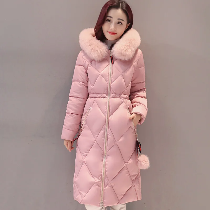 

New 2018 Winter Parkas Casual Long Hooded Fur Collar Jacket Warm Jaqueta Feminina Coat Women Parkas Femlae Outwears Plus Sizes