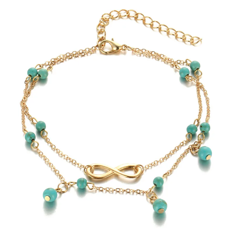 

Dreamtop Vintage Zinc Alloy Anklets For Women Handmade Beads Number 8 Ankle Bracelet Foot Jewelry Boho Summer Ankle Chains H16