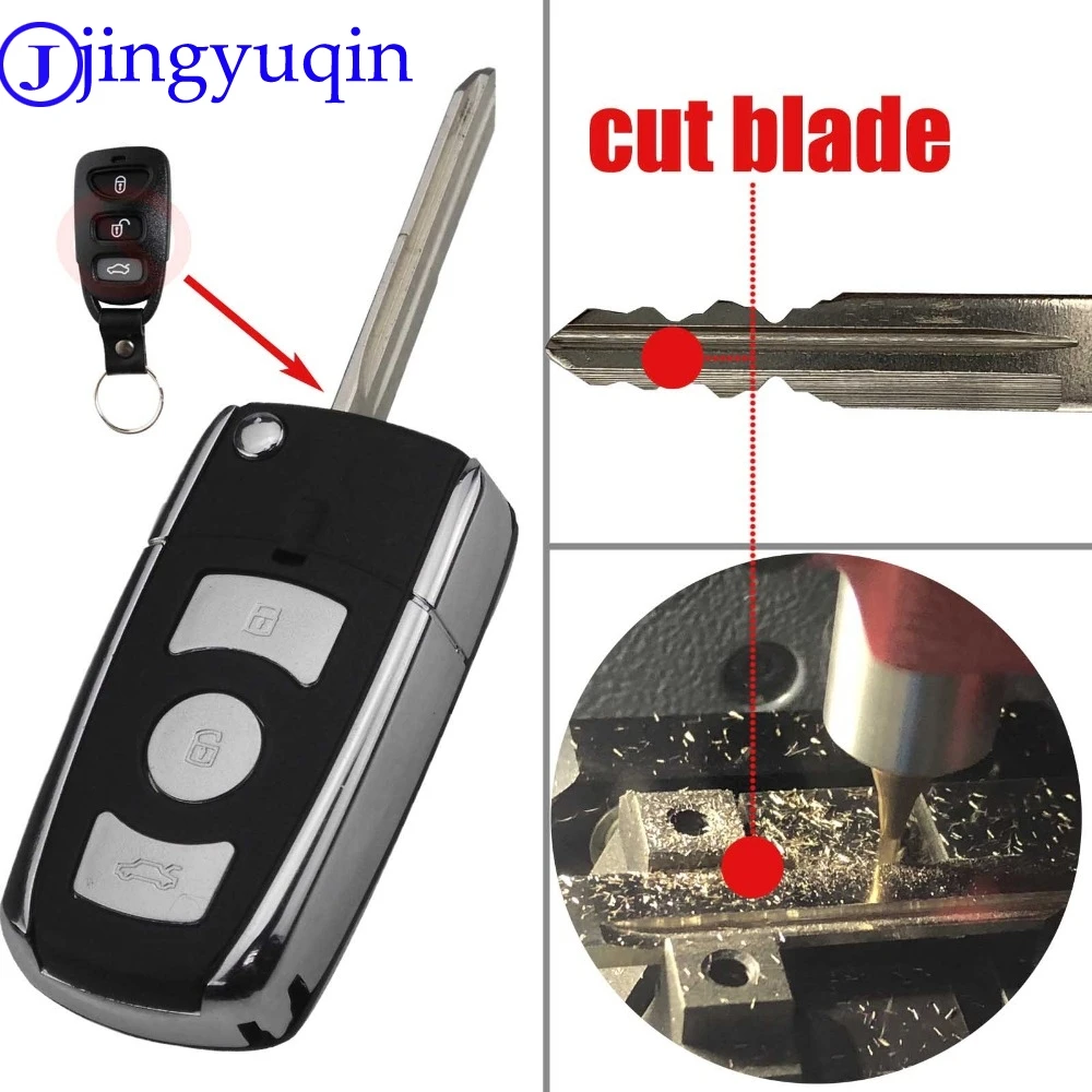 

jingyuqin cut/uncut blade Remote Folding Car Key Shell Cover Fob Case for Kia Hyundai Elantra Sonata Genesis Santa Fe Accent
