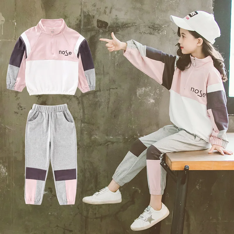 

2019 Sports Suit Teenage Girls Clothing Autumn Girls Outfits Long Sleeve Outwear + Pant Kids Tracksuit Back To School Outfit 11