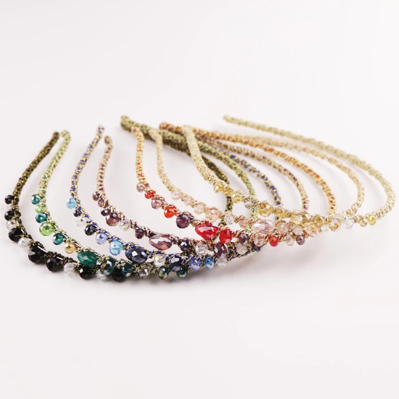 

Crystal Colorful Elegant Rhinestone Hair Hoop Shiny Metallic Simple Sense Fashion Women Hairband Hair accessories For Girl