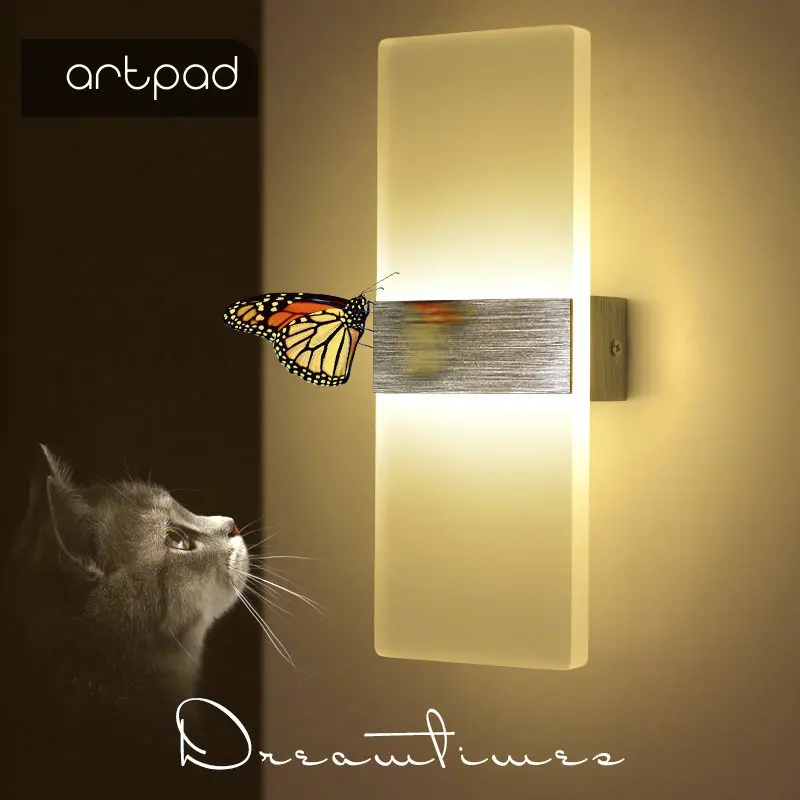 Artpad Modern 6W 10W Led Aluminium Wall Light Art Indoor 110V 220V lights Hallway Bedside Balcony Stairway Corridor Lamps | Лампы и