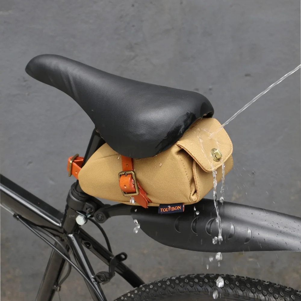 Flash Deal Tourbon Outdoor Vintage Bicycle Bike Seat Tail Pouch Bag Phone Key Case Wax Canvas Water Repellent Cycling Accessories 5