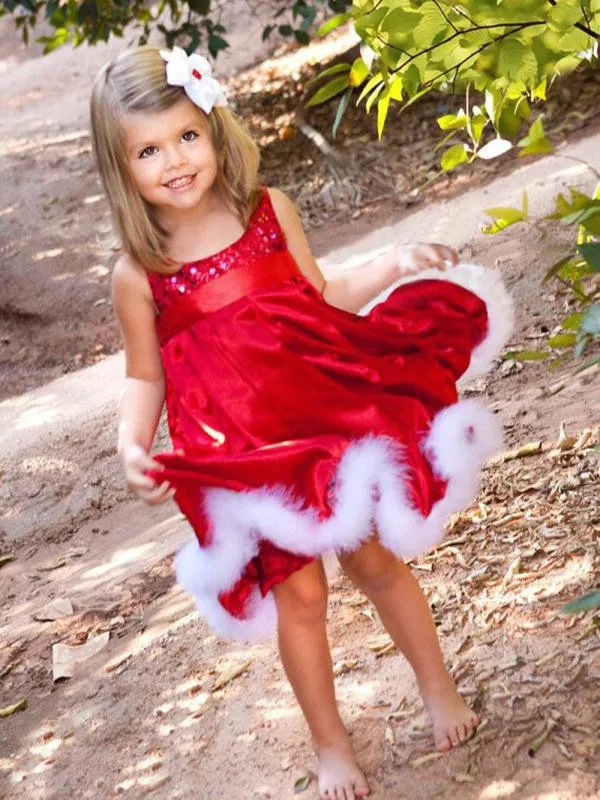 TELOTUNY/Новогоднее платье Санта-Клауса на Рождество для девочек детские праздничные красные платья-пачки с блестками для маленьких девочек Рождественский подарок Z1123