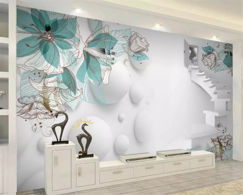 Mural Wallpaper For Bedroom Walls 3d Luxury 3d Flower Abstract Geometry