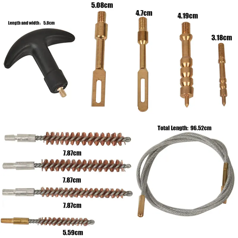 Набор для чистки тактических вентиляторов, набор для чистки пистолета, нейлоновый мешок, штанга, щетка для 17cal. 22cal. 30cal 270/8. 280cal, латунная щетка для винтовки