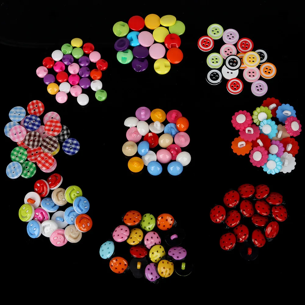 Много форм 50 шт Круглые 9-15 мм пластиковые швейные кнопки для Скрапбукинг, поделки, шитье аксессуары DIY домашний декор ювелирных изделий