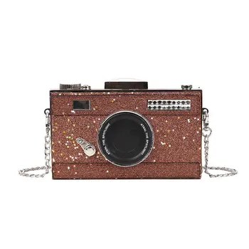 

Women crystal box clutch bag sequins shoulder bag camera synthetic leather crossbody bag sparkle ladies satchel