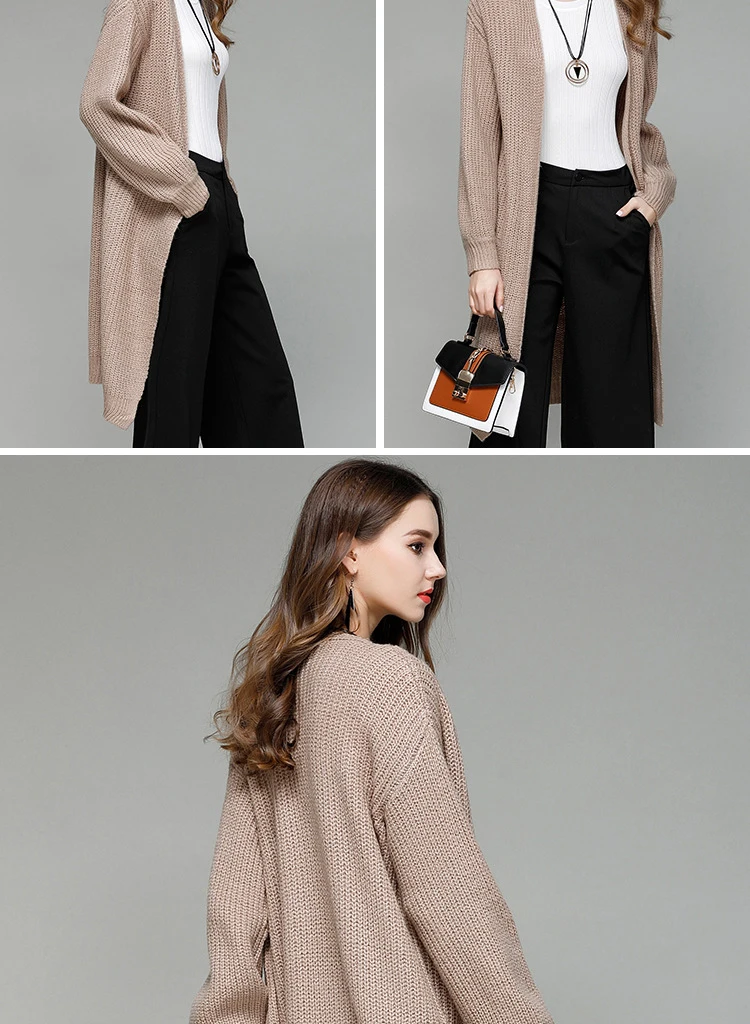 Women's knitted Cardigan 2018 Korean Female Long Sleeve Cardigan Plus Size Sweater Knitted Cardigans Women Tops mujer (15)
